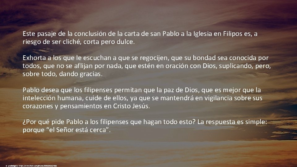 Este pasaje de la conclusión de la carta de san Pablo a la Iglesia