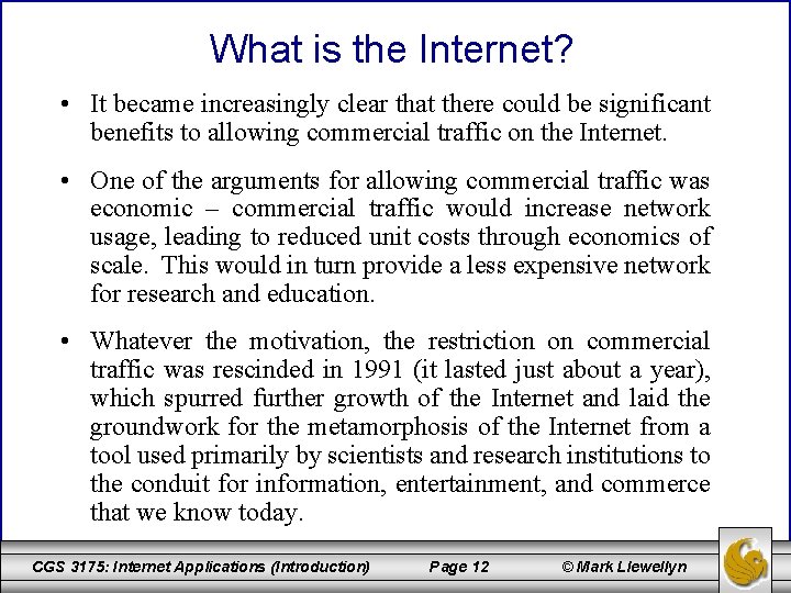 What is the Internet? • It became increasingly clear that there could be significant