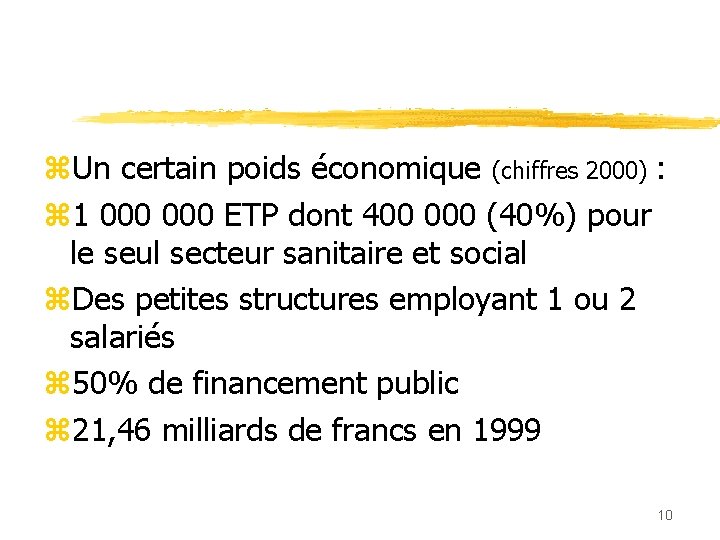 z. Un certain poids économique (chiffres 2000) : z 1 000 ETP dont 400