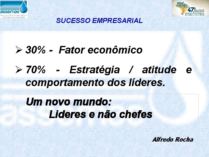 SUCESSO EMPRESARIAL Ø 30% - Fator econômico Ø 70% - Estratégia / atitude e