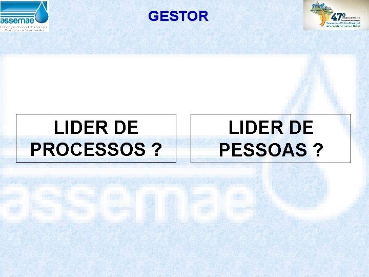 GESTOR LIDER DE PROCESSOS ? LIDER DE PESSOAS ? 11 