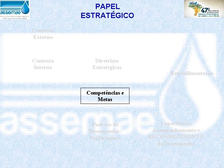 PAPEL ESTRATÉGICO Contexto Externo Contexto Interno Diretrizes Estratégicas Retroalimentação Competências e Metas Padrões de