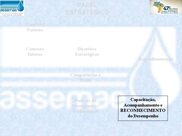 PAPEL ESTRATÉGICO Contexto Externo Contexto Interno Diretrizes Estratégicas Retroalimentação Competências e Metas Padrões de