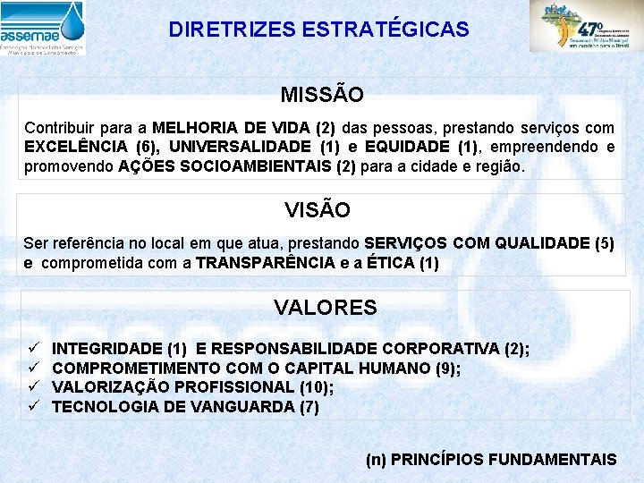 DIRETRIZES ESTRATÉGICAS MISSÃO Contribuir para a MELHORIA DE VIDA (2) das pessoas, prestando serviços