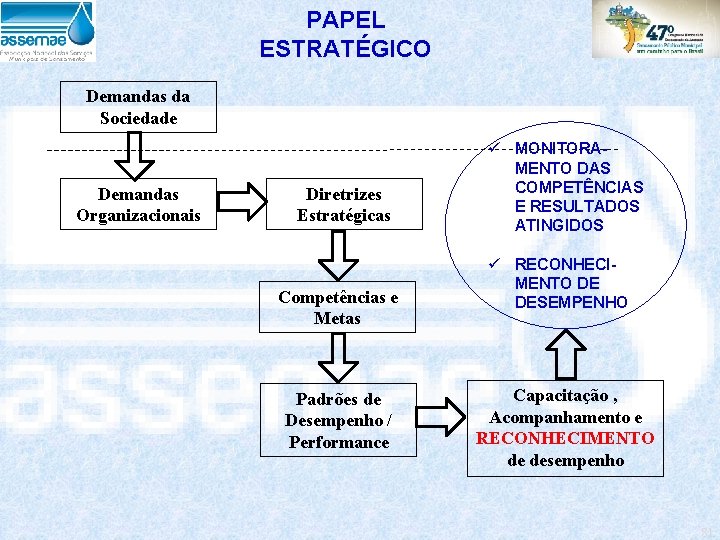 PAPEL ESTRATÉGICO Demandas da Sociedade Demandas Organizacionais Diretrizes Estratégicas Competências e Metas Padrões de