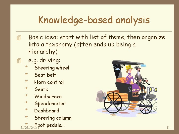 Knowledge-based analysis 4 4 Basic idea: start with list of items, then organize into