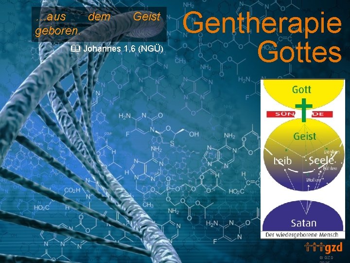 …aus dem geboren. Geist Johannes 1, 6 (NGÜ) Gentherapie Gottes GZD 