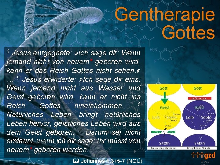 Gentherapie Gottes Jesus entgegnete: » Ich sage dir: Wenn jemand nicht von neuem* geboren