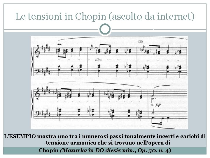 Le tensioni in Chopin (ascolto da internet) L'ESEMPIO mostra uno tra i numerosi passi