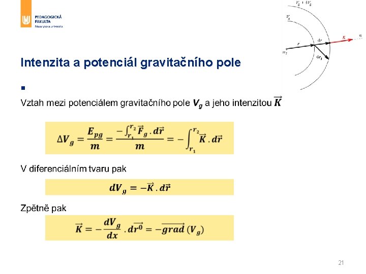 Intenzita a potenciál gravitačního pole § 21 