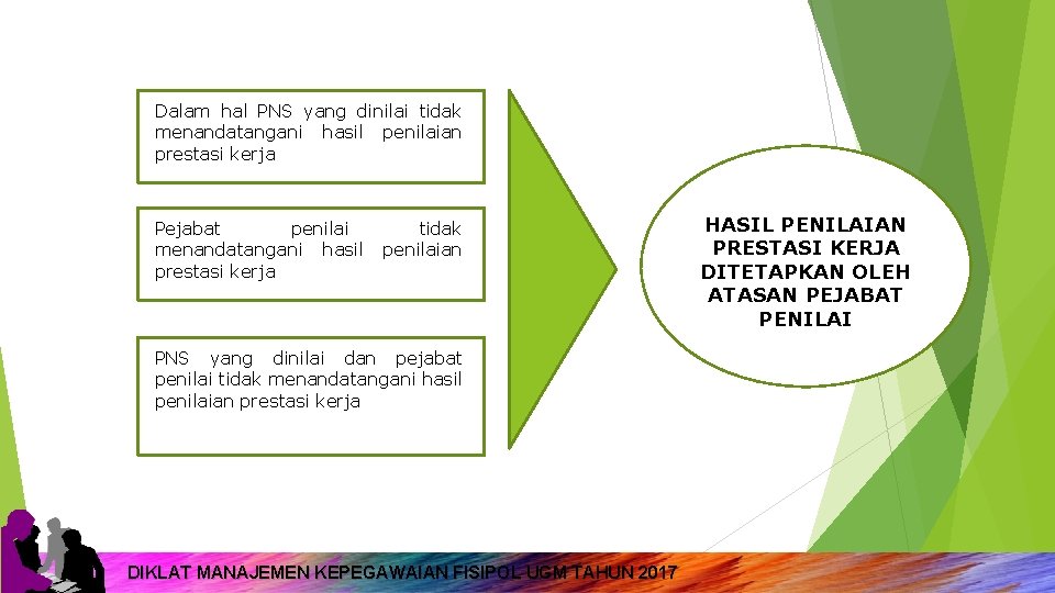 Dalam hal PNS yang dinilai tidak menandatangani hasil penilaian prestasi kerja Pejabat penilai menandatangani