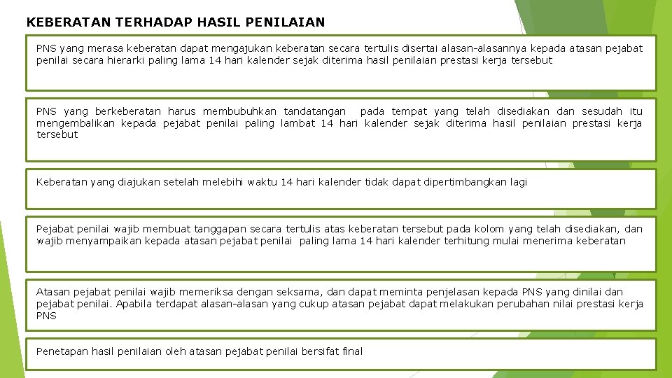 KEBERATAN TERHADAP HASIL PENILAIAN PNS yang merasa keberatan dapat mengajukan keberatan secara tertulis disertai