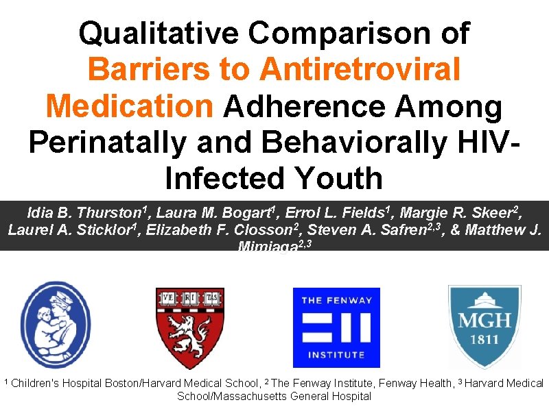 Qualitative Comparison of Barriers to Antiretroviral Medication Adherence Among Perinatally and Behaviorally HIVInfected Youth