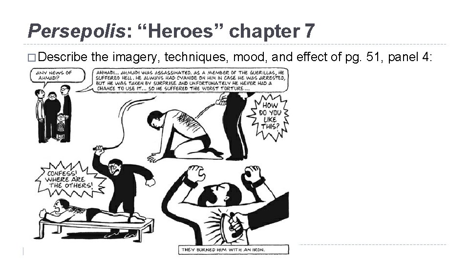 Persepolis: “Heroes” chapter 7 � Describe the imagery, techniques, mood, and effect of pg.