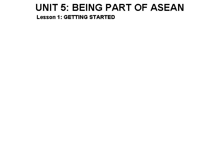 UNIT 5: BEING PART OF ASEAN Lesson 1: GETTING STARTED 