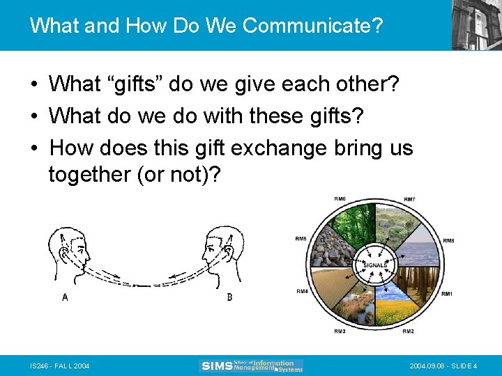 What and How Do We Communicate? • What “gifts” do we give each other?
