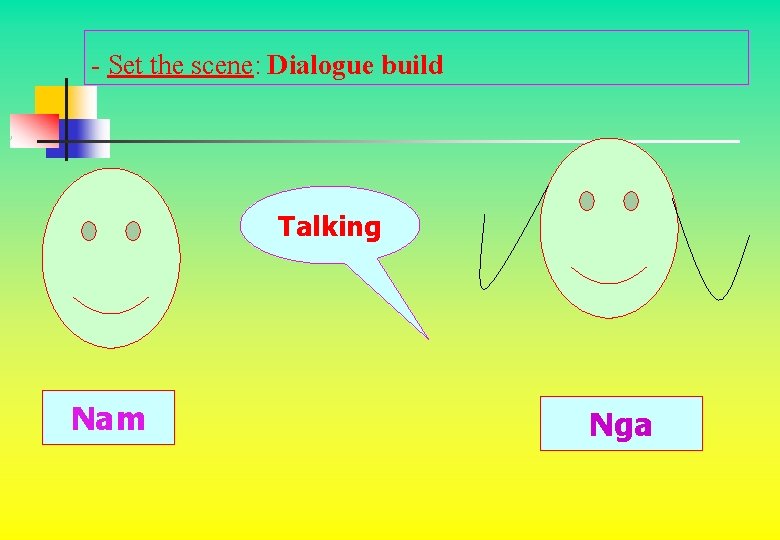 - Set the scene: Dialogue build Talking Nam Nga - Set the scene: Dialogue build Talking Nam Nga