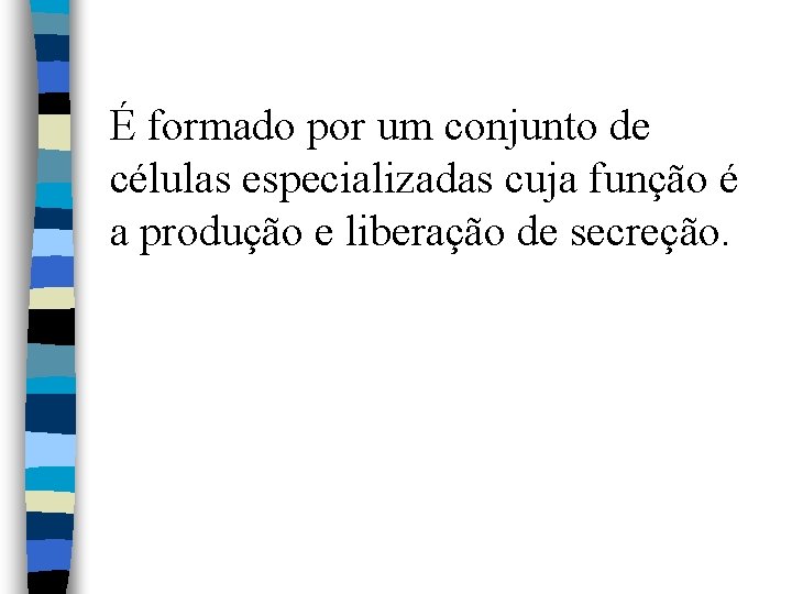 É formado por um conjunto de células especializadas cuja função é a produção e