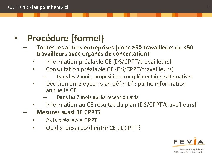 CCT 104 : Plan pour l’emploi • Procédure (formel) – Toutes les autres entreprises