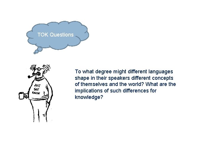 TOK Questions To what degree might different languages shape in their speakers different concepts