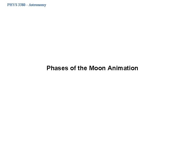 PHYS 3380 - Astronomy Phases of the Moon Animation 