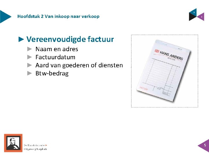 Hoofdstuk 2 Van inkoop naar verkoop ► Vereenvoudigde factuur ► ► Naam en adres