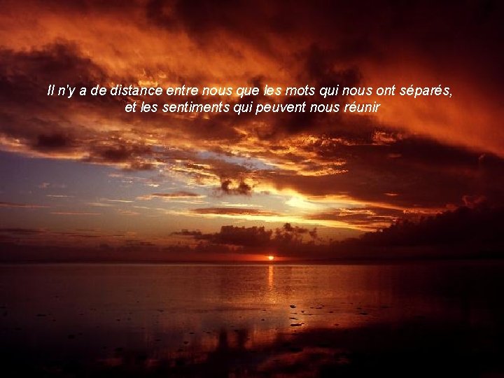 Il n'y a de distance entre nous que les mots qui nous ont séparés,