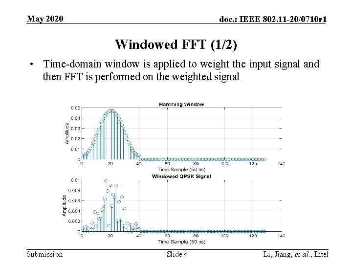 May 2020 doc. : IEEE 802. 11 -20/0710 r 1 Windowed FFT (1/2) • May 2020 doc. : IEEE 802. 11 -20/0710 r 1 Windowed FFT (1/2) •