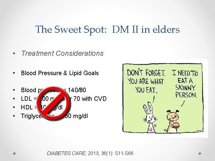 The Sweet Spot: DM II in elders • Treatment Considerations • Blood Pressure &