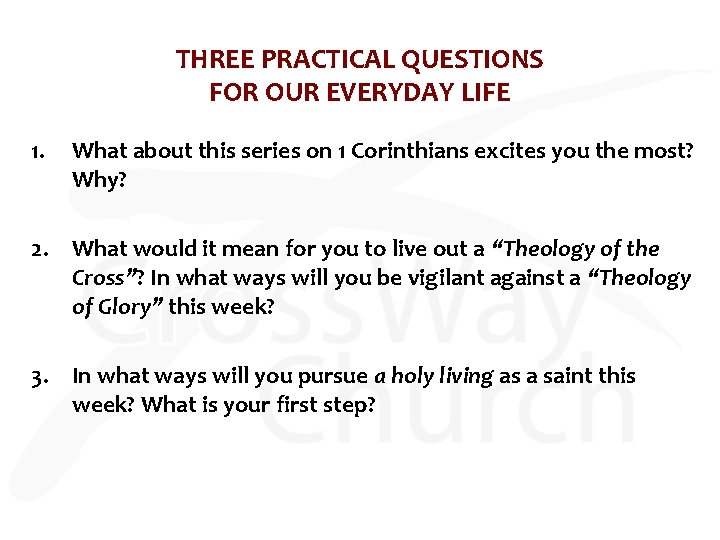 THREE PRACTICAL QUESTIONS FOR OUR EVERYDAY LIFE 1. What about this series on 1