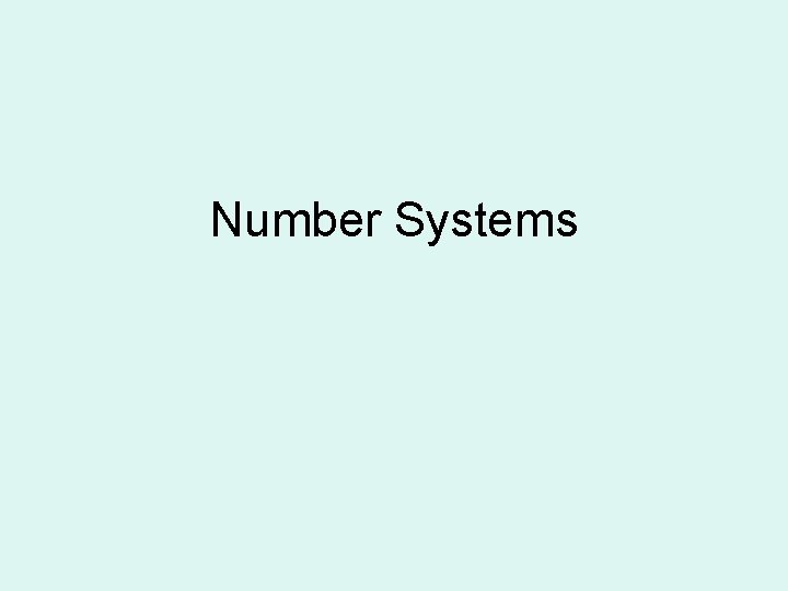 Number Systems 