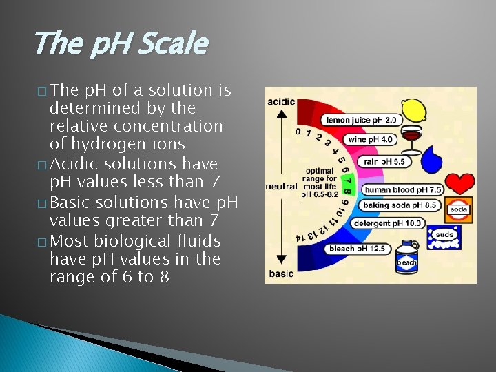 The p. H Scale � The p. H of a solution is determined by The p. H Scale � The p. H of a solution is determined by