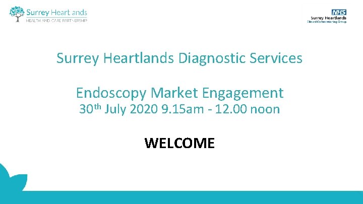 Surrey Heartlands Diagnostic Services Endoscopy Market Engagement 30 th July 2020 9. 15 am