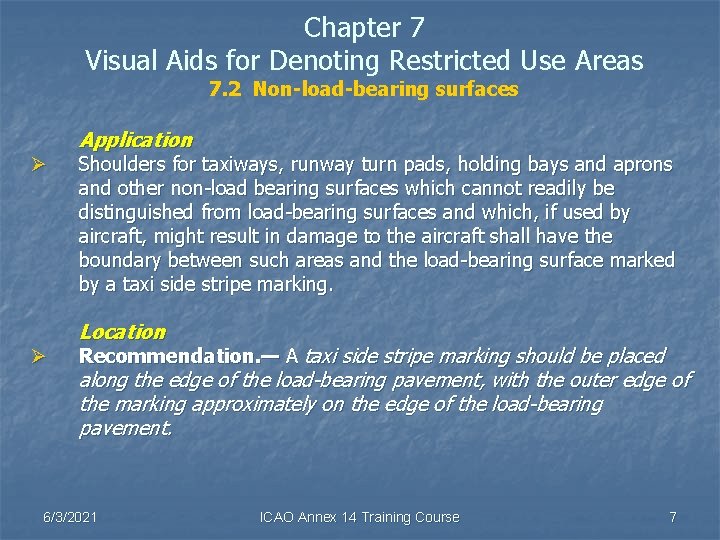 Chapter 7 Visual Aids for Denoting Restricted Use Areas 7. 2 Non-load-bearing surfaces Application