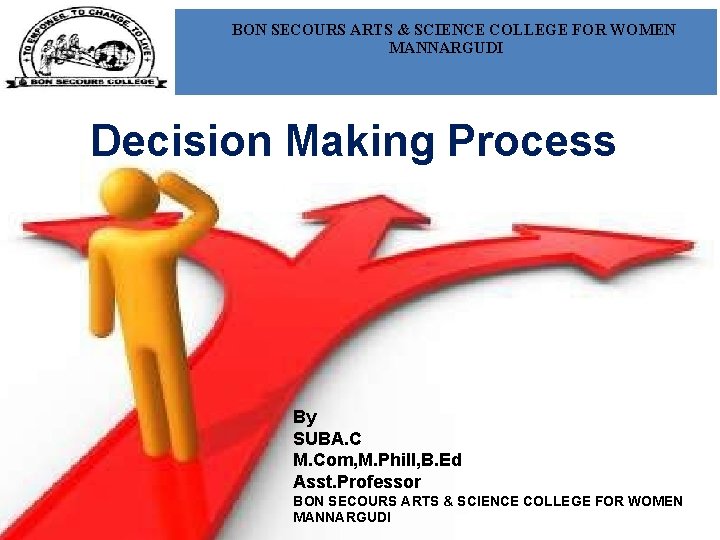 BON SECOURS ARTS & SCIENCE COLLEGE FOR WOMEN MANNARGUDI Decision Making Process By SUBA.