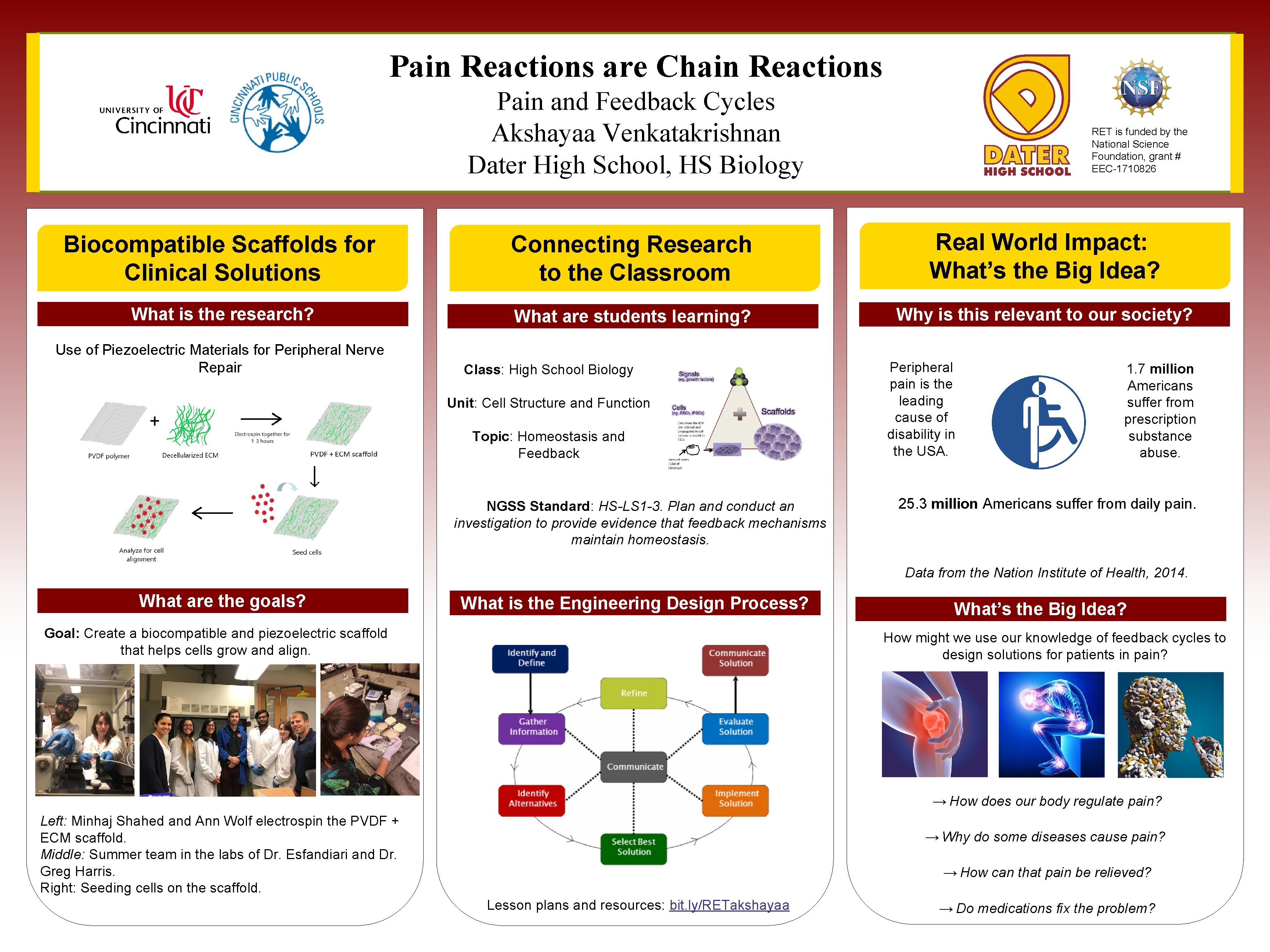 Pain Reactions are Chain Reactions Pain and Feedback Cycles Akshayaa Venkatakrishnan Dater High School,