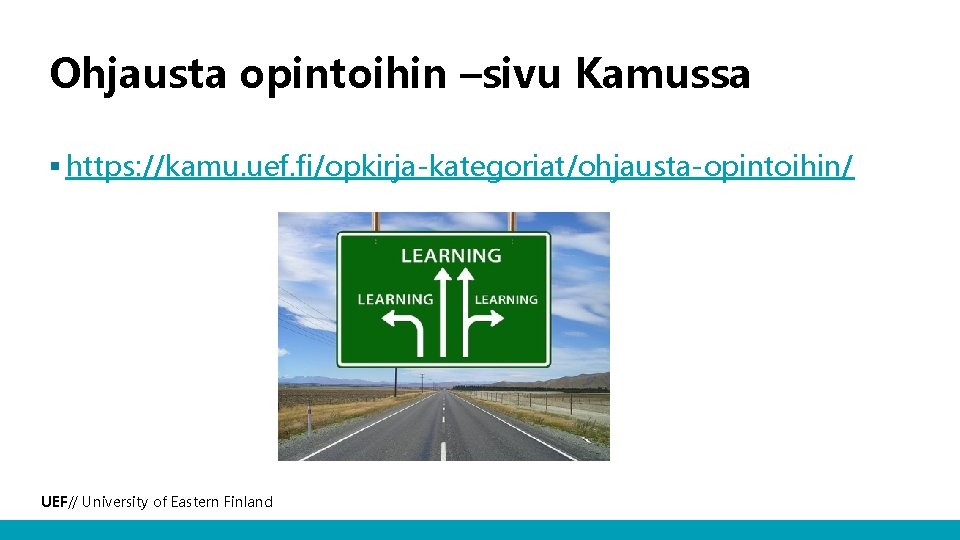 Ohjausta opintoihin –sivu Kamussa § https: //kamu. uef. fi/opkirja-kategoriat/ohjausta-opintoihin/ UEF// University of Eastern Finland