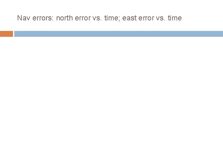 Nav errors: north error vs. time; east error vs. time 