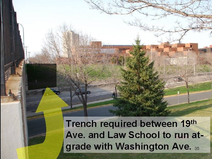 Trench required between 19 th Ave. and Law School to run atgrade with Washington