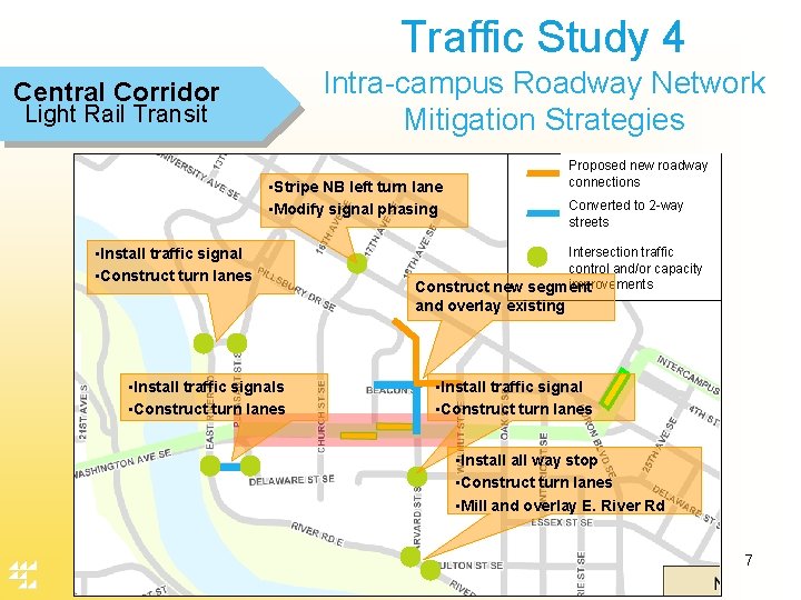 Traffic Study 4 Intra-campus Roadway Network Mitigation Strategies Central Corridor Light Rail Transit Proposed
