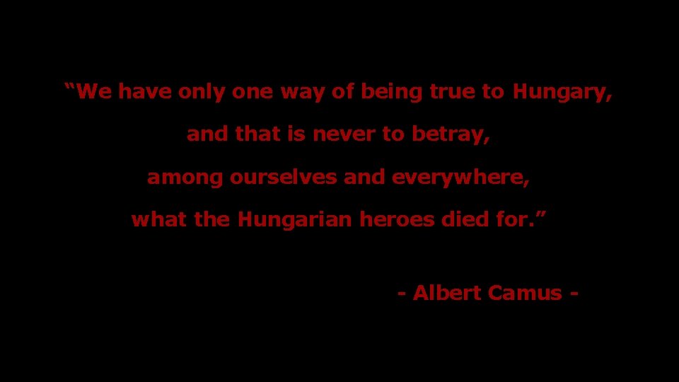 “We have only one way of being true to Hungary, and that is never