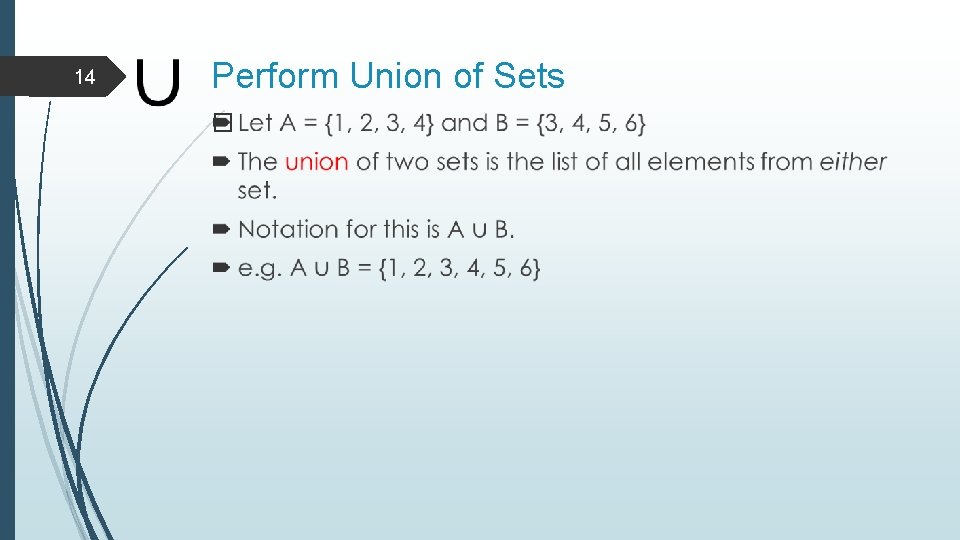 14 Perform Union of Sets � 