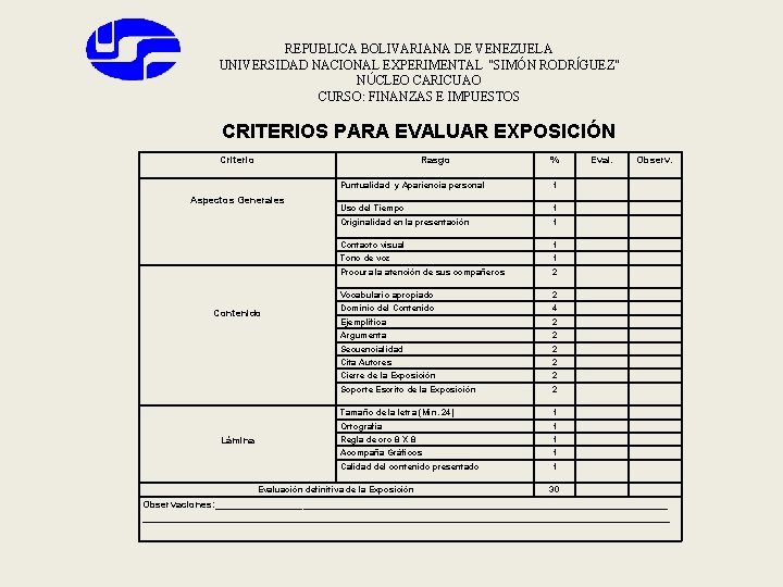 REPUBLICA BOLIVARIANA DE VENEZUELA UNIVERSIDAD NACIONAL EXPERIMENTAL “SIMÓN RODRÍGUEZ” NÚCLEO CARICUAO CURSO: FINANZAS E