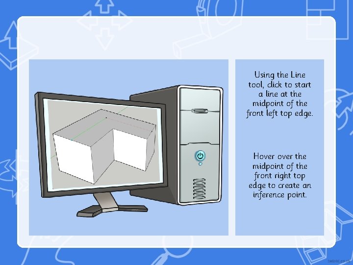 Using the Line tool, click to start a line at the midpoint of the