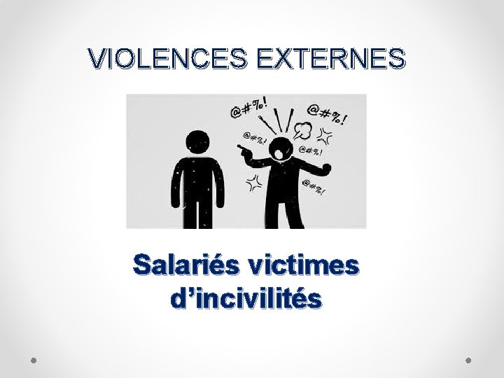 VIOLENCES EXTERNES Salariés victimes d’incivilités 