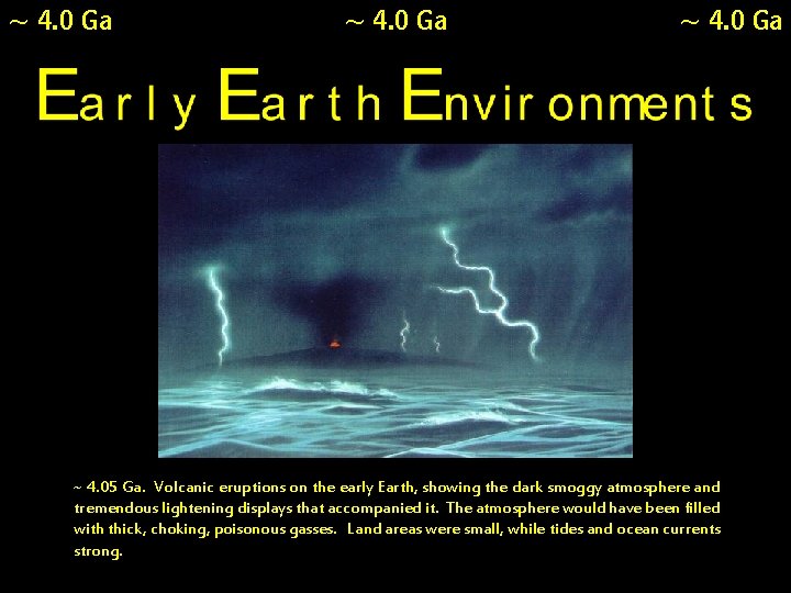 ~ 4. 0 Ga ~ 4. 05 Ga. Volcanic eruptions on the early Earth, ~ 4. 0 Ga ~ 4. 05 Ga. Volcanic eruptions on the early Earth,