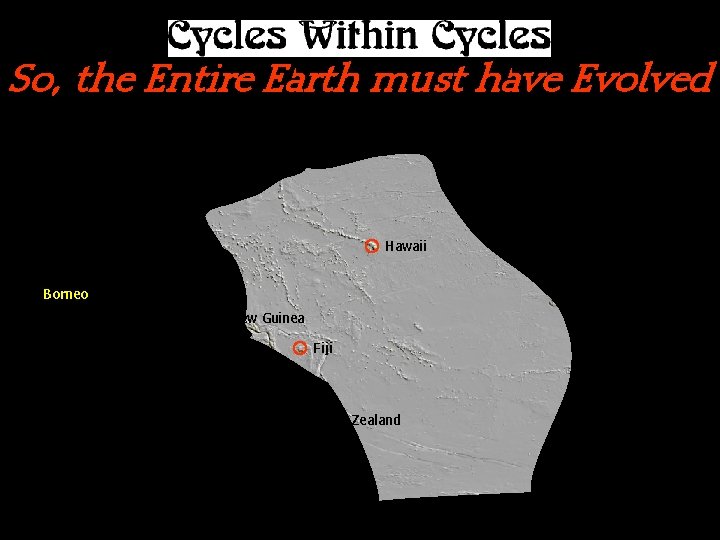 So, the Entire Earth must have Evolved Hawaii Borneo New Guinea Fiji New Zealand So, the Entire Earth must have Evolved Hawaii Borneo New Guinea Fiji New Zealand