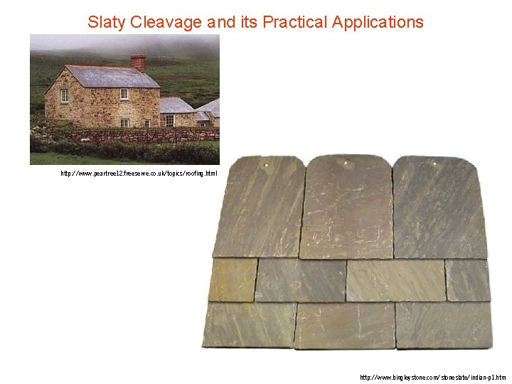 Slaty Cleavage and its Practical Applications http: //www. peartree 12. freeserve. co. uk/topics/roofing. html Slaty Cleavage and its Practical Applications http: //www. peartree 12. freeserve. co. uk/topics/roofing. html