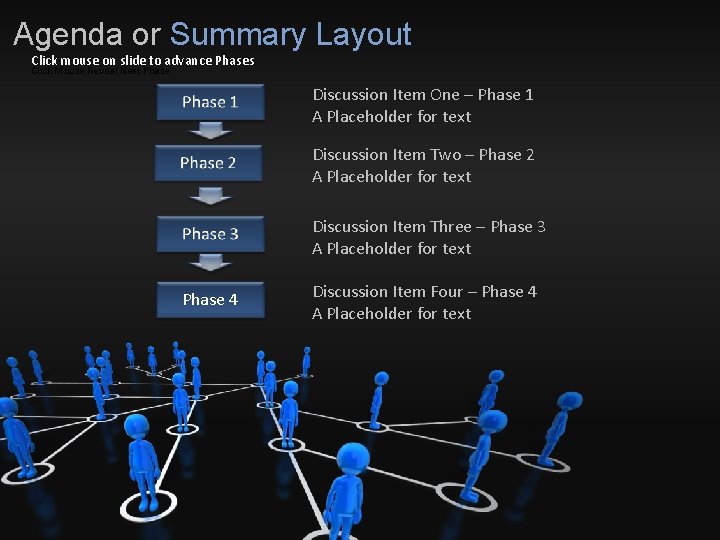 Agenda or Summary Layout Click mouse on slide to advance Phases Click Mouse Reveal