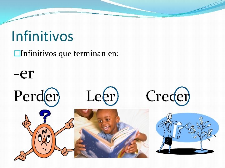 Infinitivos �Infinitivos que terminan en: -er Perder Leer Crecer 